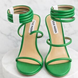 Steve Madden Green Coil-Strap Stiletto Sandals
